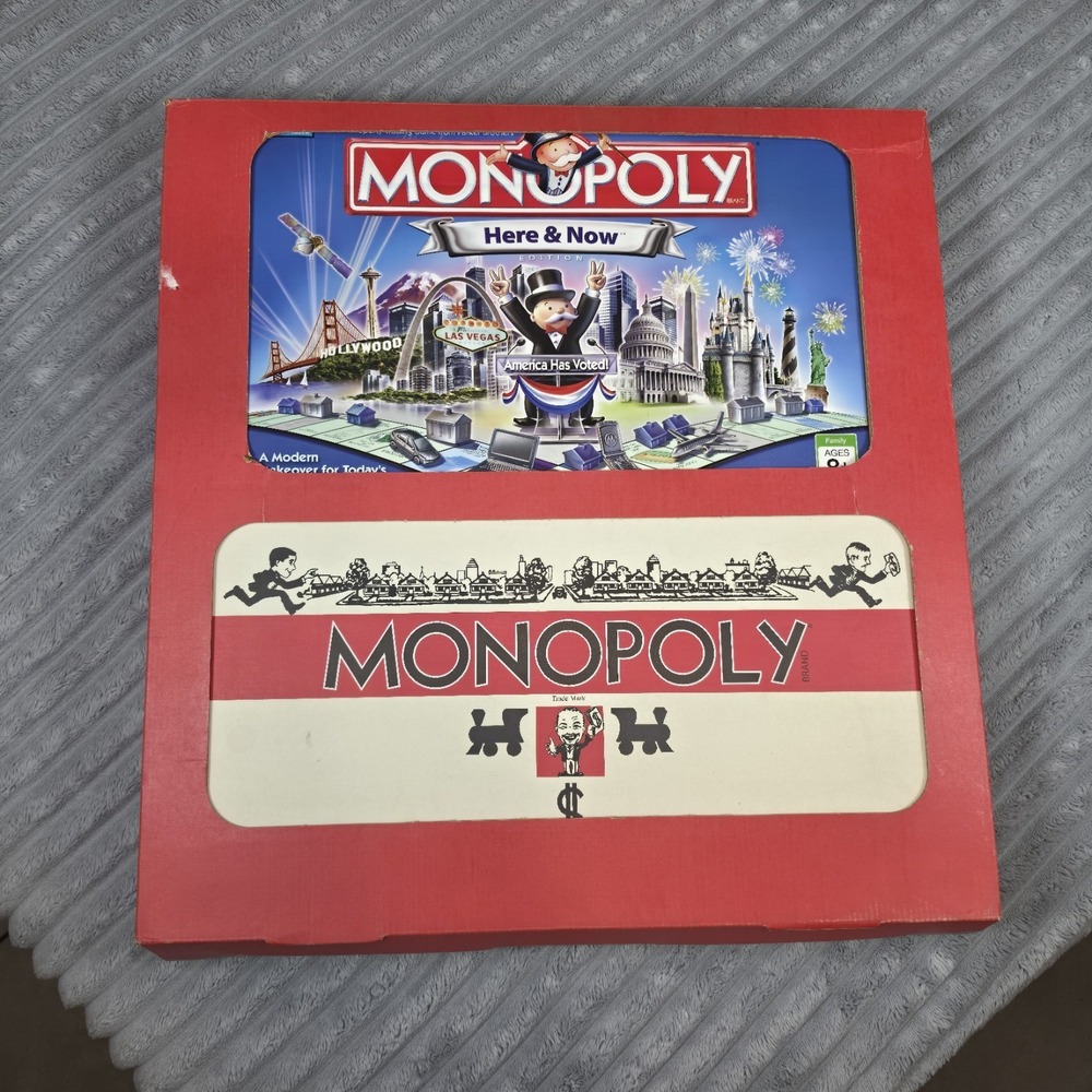 2006 Gift Box Monopoly Game 1935 Classic Edition and Here & Now Edition Complete